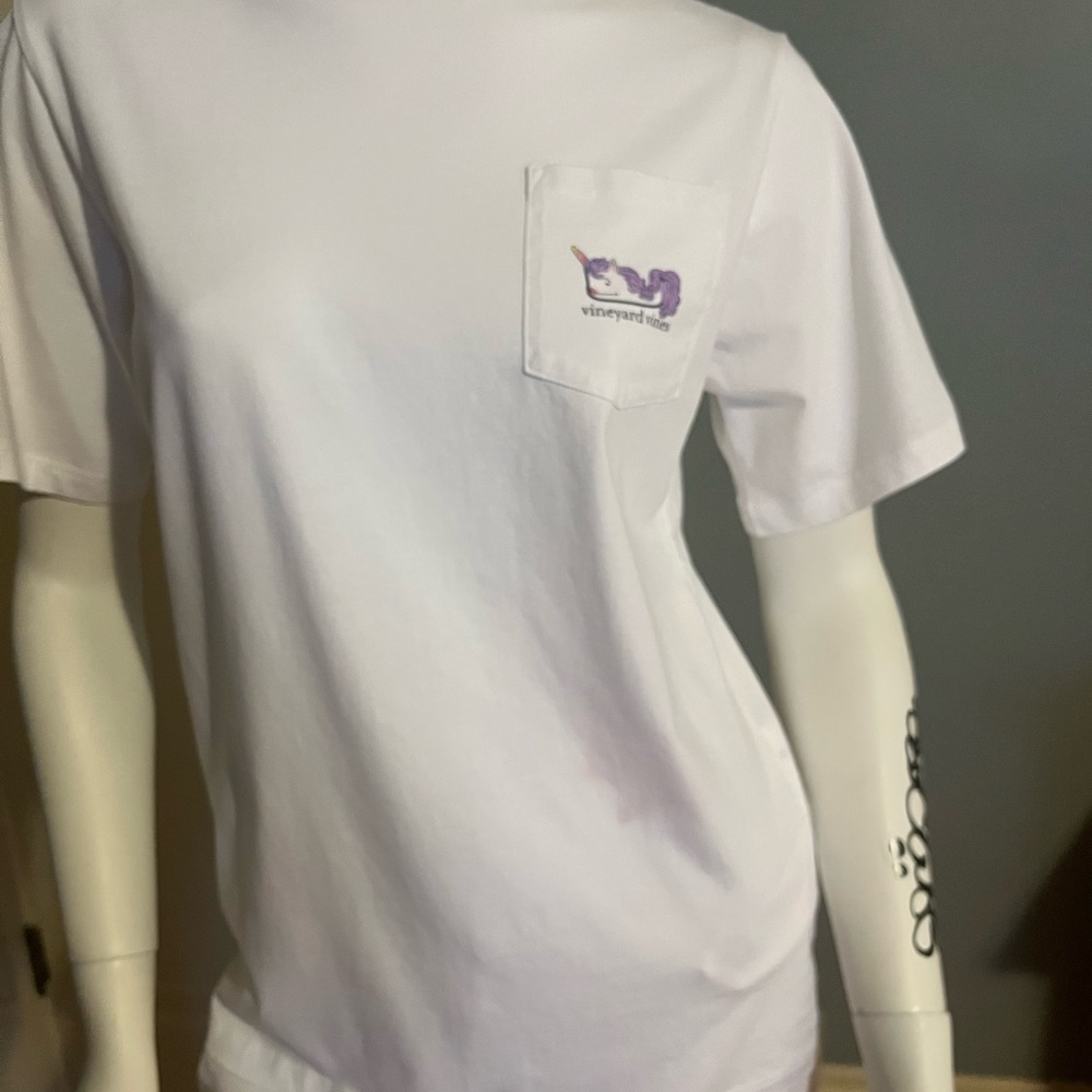 Vineyard Vines White and Purple Kids Short Sleeve Tee